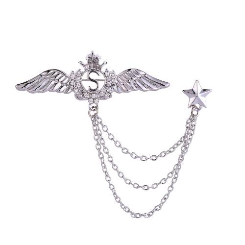 Zinc Alloy Brooches Wing Shape plated Unisex & with rhinestone brooch length 60-100mm Sold By PC