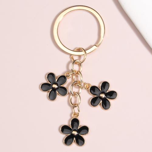 Bag Purse Charms Keyrings Keychains Zinc Alloy Flower gold color plated Unisex & enamel Sold By PC