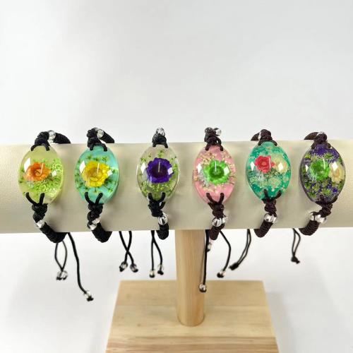 Resin Bracelet with Dried Flower & Polyester Cord Unisex & luminated Length Approx 6-10 Inch Sold By PC