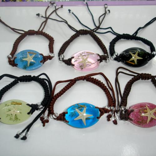 Resin Bracelet with Polyester Cord fashion jewelry & Unisex Random Color Length Approx 6-10 Inch Sold By PC