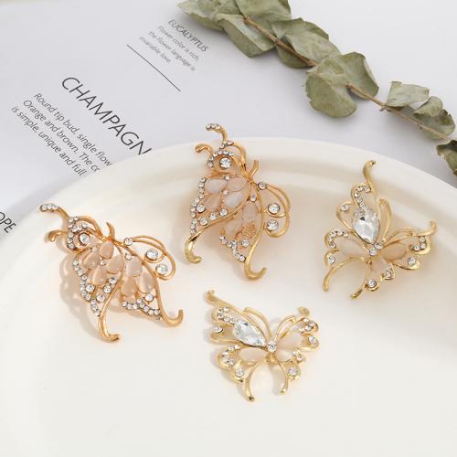 Accessoires pour cheveux résultats bricolage, alliage de zinc, papillon, Placage de couleur d'or, DIY & styles différents pour le choix & avec strass, Vendu par PC