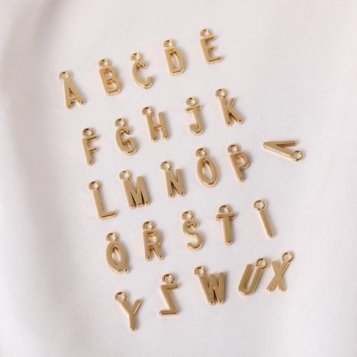Zinc Alloy Alphabet and number Pendants Alphabet Letter gold color plated DIY Sold By PC