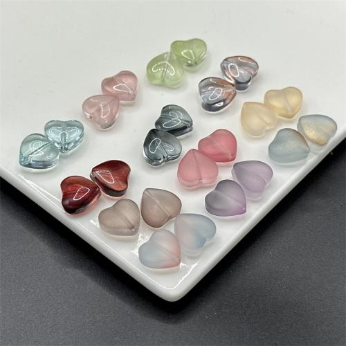 Belagte Lampeperler, Lampwork, Heart, forgyldt, du kan DIY, Tilfældig farve, 11mm, 100pc'er/Bag, Solgt af Bag