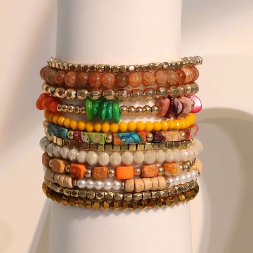 Fashion Bracelet & Bangle Jewelry Copper Coated Plastic with Natural Stone & Plastic Pearl fashion jewelry Sold By Set