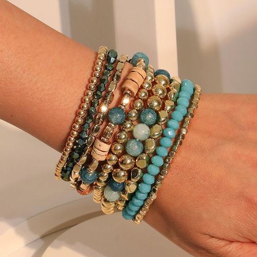 Fashion Bracelet & Bangle Jewelry Copper Coated Plastic with Crystal & Wood & Resin fashion jewelry Sold By Set