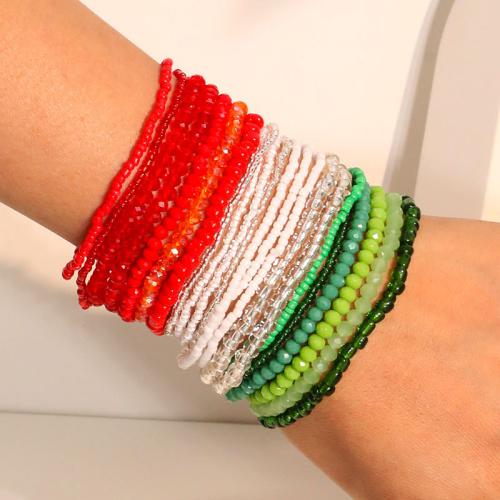 Fashion armbånd smykker, Krystal, med Seedbead, mode smykker, flere farver til valg, 21/sæt, Solgt af sæt
