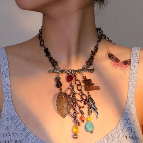 Zinc Alloy Jewelry Necklace with turquoise & Crystal fashion jewelry Sold By PC