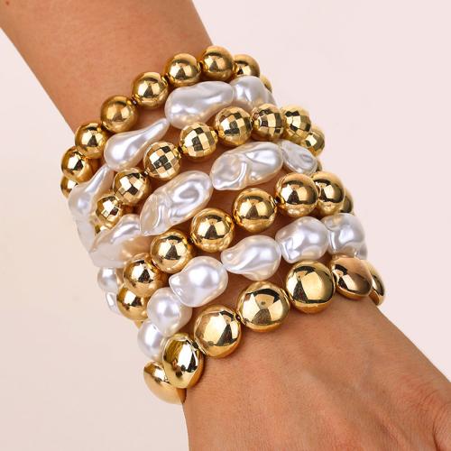 Divat karkötő Ékszer, Műanyag Pearl, -val Réz bevonatú műanyag, divat ékszerek, több színt a választás, 7PC-k/Set, Által értékesített Set