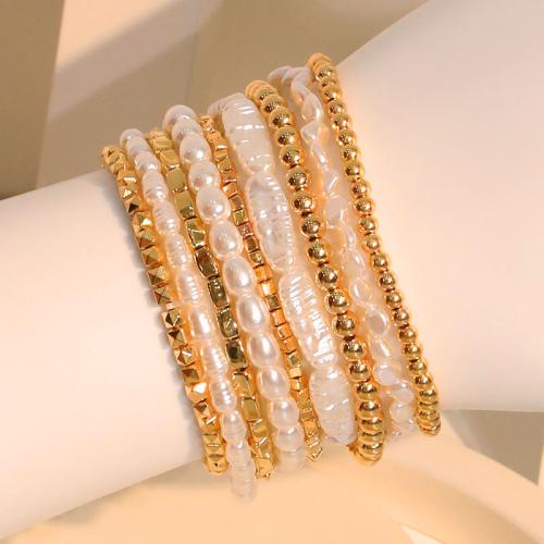 Divat karkötő Ékszer, Műanyag Pearl, -val Réz bevonatú műanyag, divat ékszerek, több színt a választás, 9PC-k/Set, Által értékesített Set