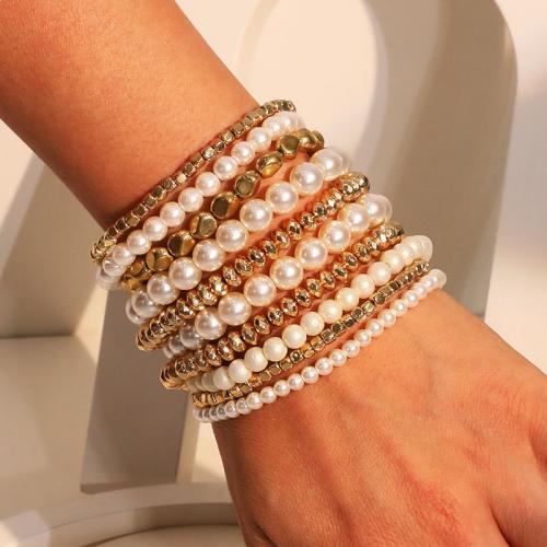 Divat karkötő Ékszer, Műanyag Pearl, -val Réz bevonatú műanyag, divat ékszerek, több színt a választás, 10PC-k/Set, Által értékesített Set