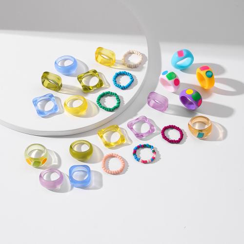 Gyanta Finger Ring, -val Seedbead, divat ékszerek, több színt a választás, 24PC-k/Set, Által értékesített Set