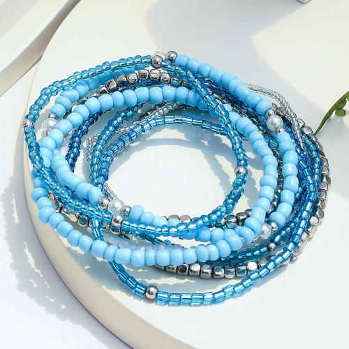 Glass Beads Bracelet Copper Coated Plastic with Glass fashion jewelry Sold By Set