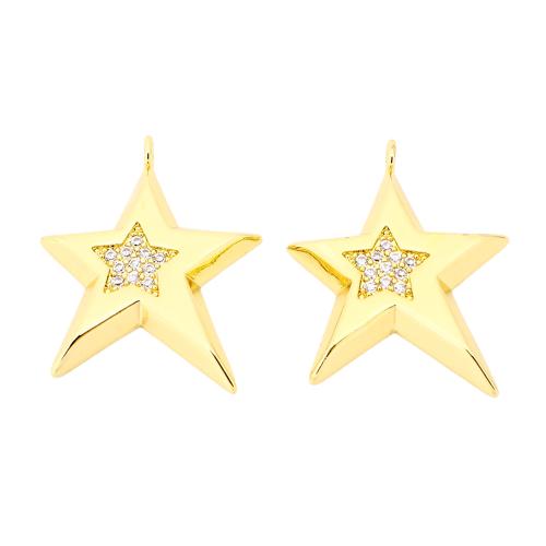 Cubic Zirconia Micro Pave Brass Pendant Star micro pave cubic zirconia golden Sold By PC