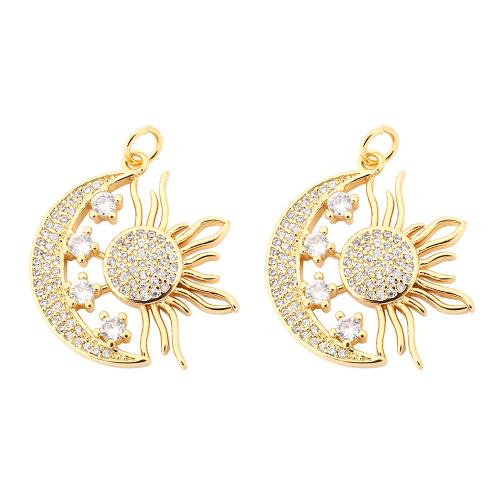 Cubic Zirconia Micro Pave Brass Pendant DIY & micro pave cubic zirconia & hollow golden Sold By PC