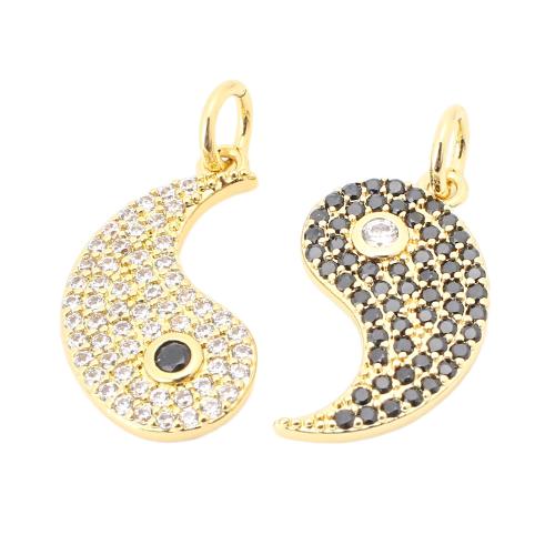 Cubic Zirconia Micro Pave Brass Pendant gold color plated DIY & micro pave cubic zirconia Sold By PC