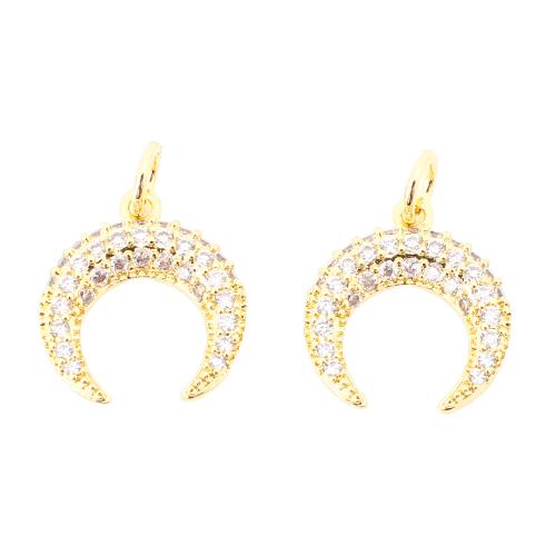 Cubic Zirconia Micro Pave Brass Pendant Moon DIY & micro pave cubic zirconia gold Sold By PC