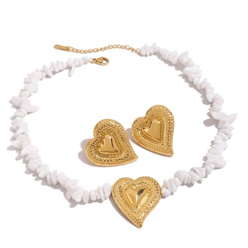 Fashion Stainless Steel Jewelry Sets 304 Stainless Steel with Stone plated fashion jewelry & for woman golden Sold By PC