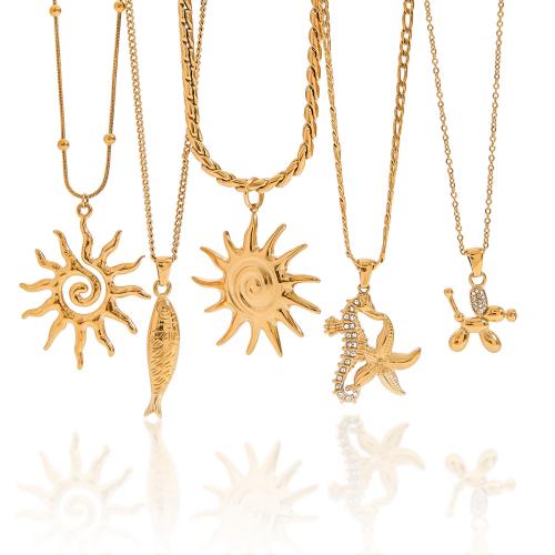 Stainless Steel Jewelry Necklace 304 Stainless Steel plated fashion jewelry & for woman golden Sold By PC