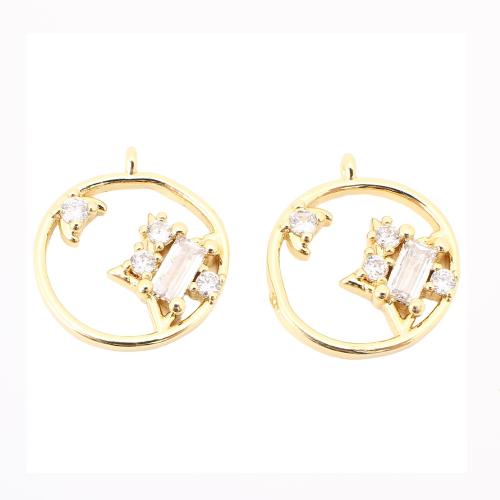 Cubic Zirconia Micro Pave Brass Pendant Round DIY & micro pave cubic zirconia & hollow gold Sold By PC