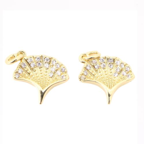 Cubic Zirconia Micro Pave Brass Pendant Fan DIY & micro pave cubic zirconia gold Sold By PC