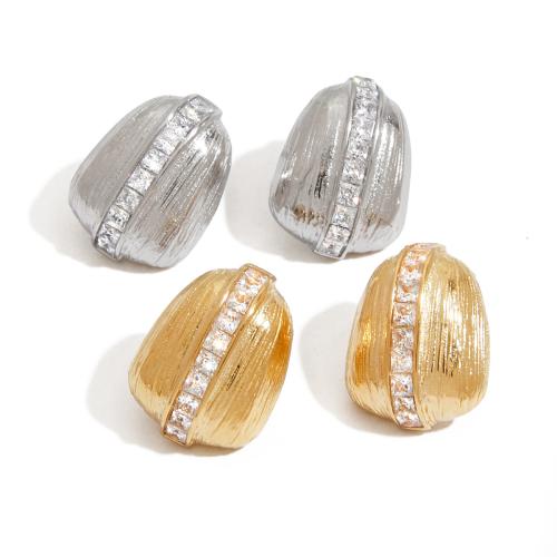 Roestvrij staal Stud Earrings, 304 roestvrij staal, met Cubic Zirconia, plated, mode sieraden & voor vrouw, meer kleuren voor de keuze, Verkocht door pair