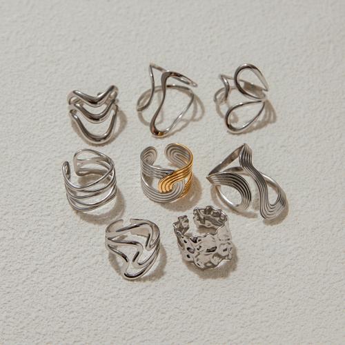 Rozsdamentes acél Finger Ring, 304 rozsdamentes acél, galvanizált, különböző stílusokat a választás & a nő & üreges, több színt a választás, Által értékesített PC