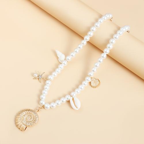 Zinc Alloy Jewelry Necklace with Glass Pearl plated fashion jewelry & for woman Sold By PC