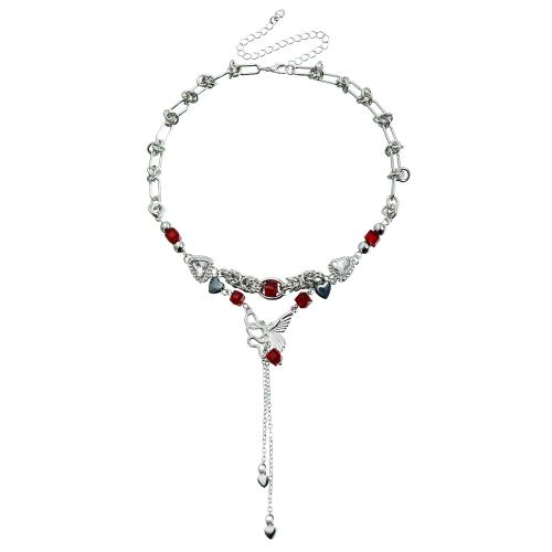 Zinc Alloy Jewelry Necklace with Crystal plated fashion jewelry & for woman original color Sold By PC