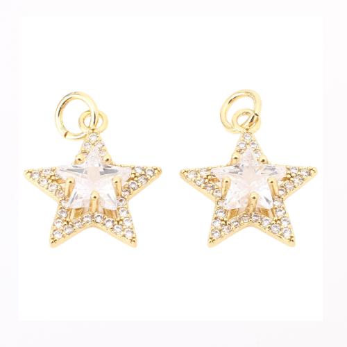 Cubic Zirconia Micro Pave Brass Pendant Star DIY & micro pave cubic zirconia golden Sold By PC