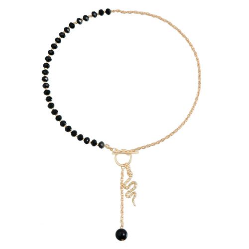 Zinc Alloy Jewelry Necklace with Glass plated fashion jewelry & for woman golden Sold By PC