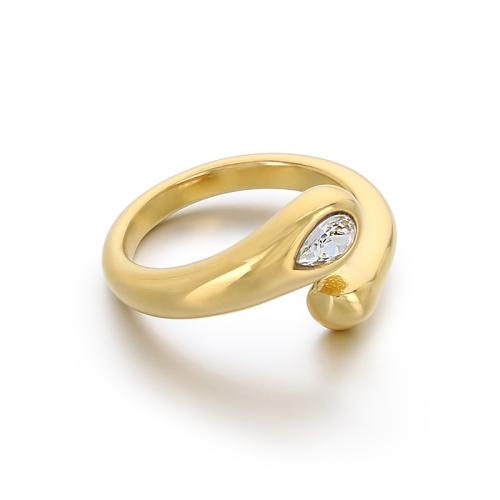 Rhinestone Stainless Steel Finger Ring 304 Stainless Steel plated fashion jewelry & for woman & with rhinestone Sold By PC