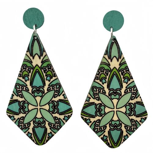 Boucles d'oreille en bois, fer, avec bois, vernis au four, bijoux de mode & pour femme, plus de couleurs à choisir, Vendu par paire