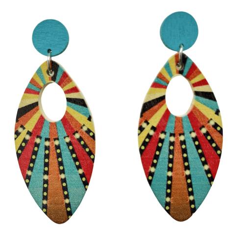 Boucles d'oreille en bois, fer, avec bois, vernis au four, bijoux de mode & pour femme & creux, plus de couleurs à choisir, Vendu par paire