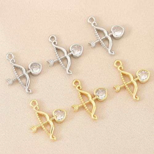 Cubic Zirconia Micro Pave Brass Pendant Arrow plated DIY & micro pave cubic zirconia nickel lead & cadmium free Sold By Bag