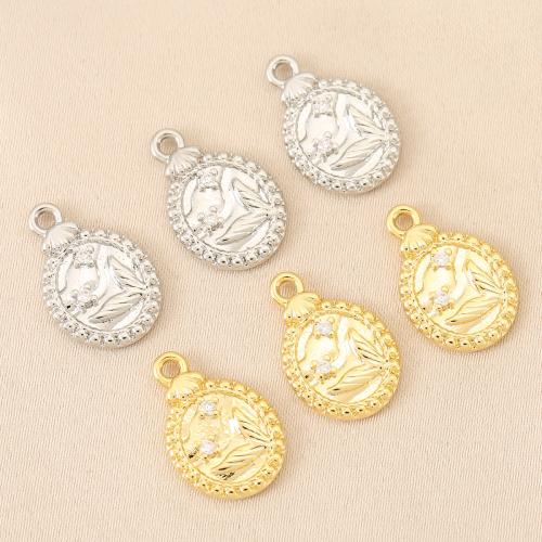 Cubic Zirconia Micro Pave Brass Pendant plated DIY & micro pave cubic zirconia nickel lead & cadmium free Sold By Bag
