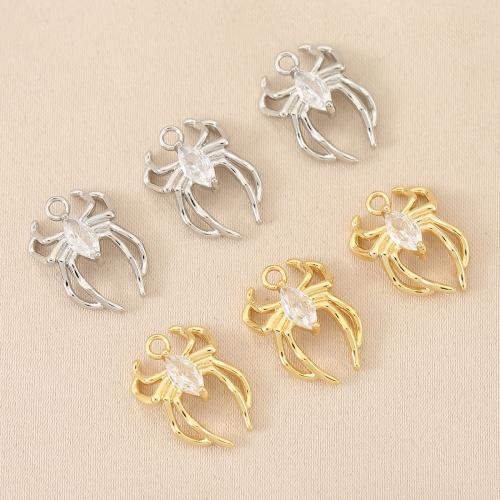 Cúbicos Circonia Colgante Latón Micro pavimenta, metal, Araña, chapado, Bricolaje & micro arcilla de zirconia cúbica, más colores para la opción, 10PCs/Bolsa, Vendido por Bolsa