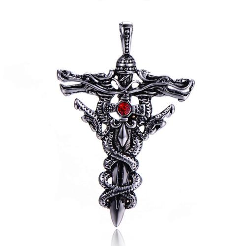 Ruostumaton teräs rajat kellonperiä, 304 Stainless Steel, Kääritty Cross, päällystetty, Vintage & tee-se-itse & tekojalokivi, enemmän värejä valinta, 42x64mm, Myymät PC