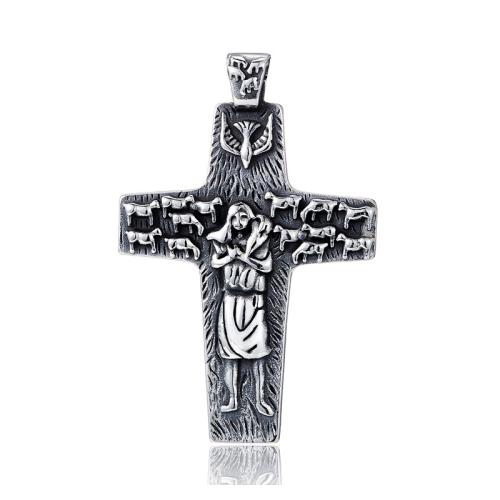 Pendants Tíotáiniam, Cruach Tíotáiniam, Cross, seanré & DIY, dath bunaidh, 34x57mm, Díolta De réir PC