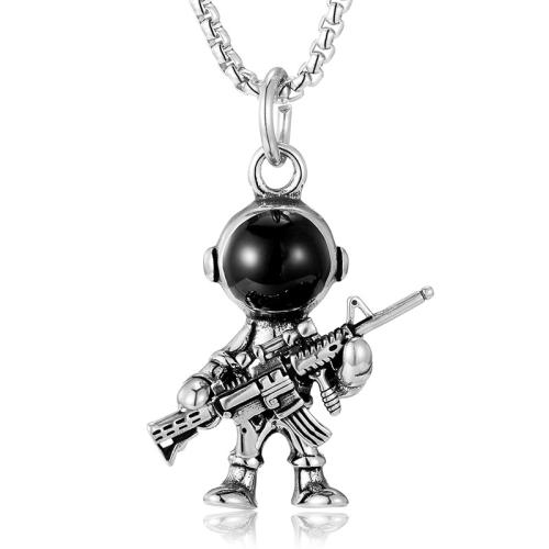 Pendentifs en titane, Acier titane, astronaute, Vintage & DIY, couleur originale, 20x32mm, Vendu par PC