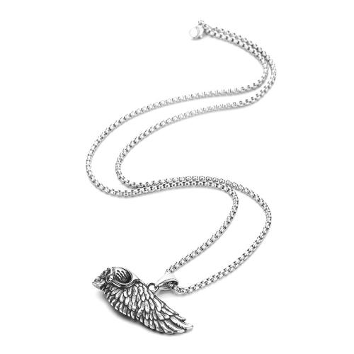 Titanium Steel Κολιέ, Wing Shape, Vintage & για τον άνθρωπο, αρχικό χρώμα, Μήκος Περίπου 23.6 inch, Sold Με PC