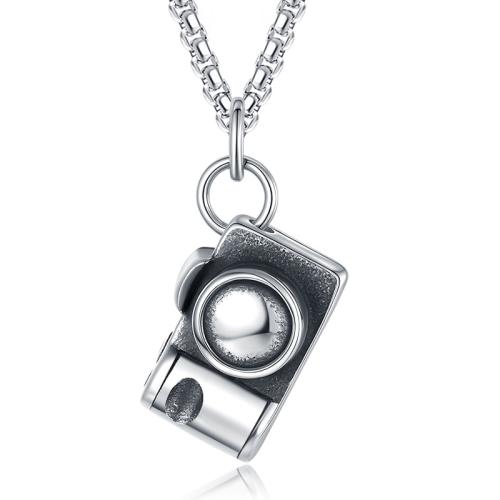 Titanium Staal Halsketting, Camera, Vintage & voor de mens, oorspronkelijke kleur, Lengte Ca 23.6 inch, Verkocht door PC