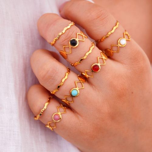Titano plienas Cuff Finger Ring, su Brangakmenis, aukso spalva padengtas, įvairios medžiagos pasirinkimas & unisex & tuščiaviduris, Dydis:6-9, Pardavė PC