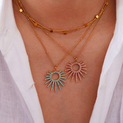 Acier titane collier, avec 2inch chaînes de rallonge, Placage de couleur d'or, unisexe & styles différents pour le choix & avec strass, Longueur Environ 15.7 pouce, Vendu par PC