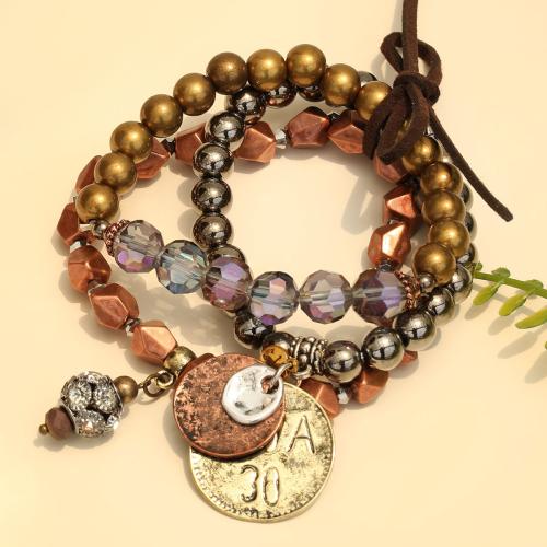 cristal bracelet, avec strass & plastique revêtu de cuivre & alliage de zinc, trois pièces & bijoux de mode, plus de couleurs à choisir, Vendu par paire