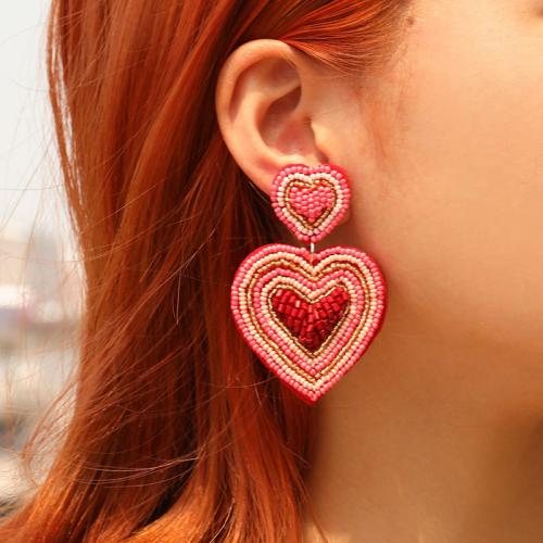 Jewelry earring, Seedbead, le Éadach & Gloine, Croí, jewelry faisin, dearg, Díolta De réir Péire