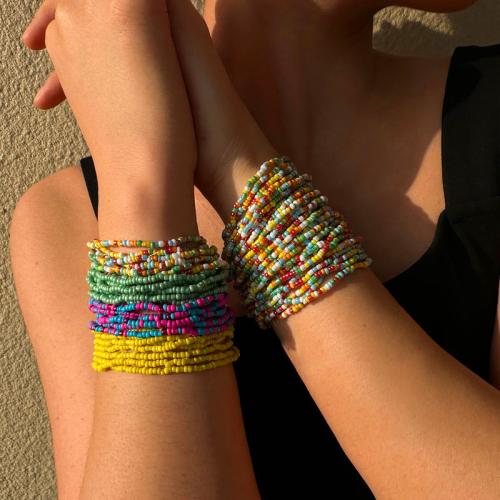 Bracciale in vetro, with Seedbead, gioielli di moda, nessuno, 28PC/set, Venduto da set