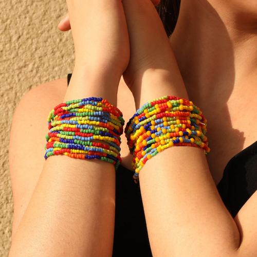 Bracciale in vetro, with Seedbead, gioielli di moda, nessuno, 16PC/set, Venduto da set