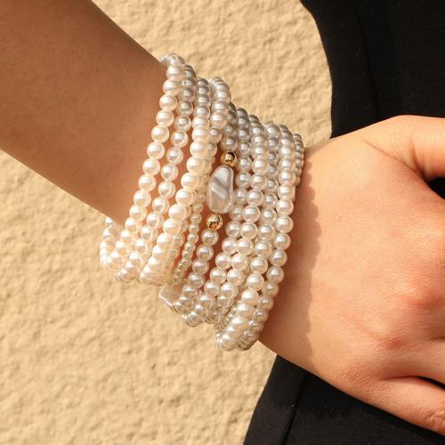 pulsera de plástico, Perlas de plástico ABS, Joyería, más colores para la opción, 12PCs/Set, Vendido por Set