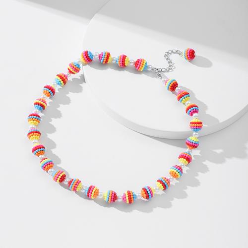 Resin halskettingen, hars parel, met ABS kunststof parel & Zinc Alloy, mode sieraden, meer kleuren voor de keuze, Verkocht door Stel