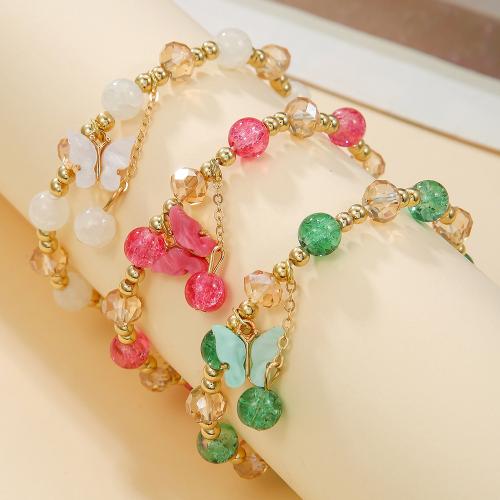 Stainless Steel Jewelry Bracelet 304 Stainless Steel with Glass Beads fashion jewelry Sold By Set